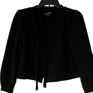 Marina Luna Black 100% Wool Shrug w/Tie - Medium